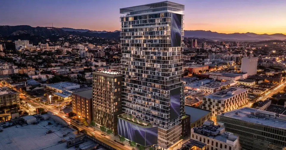 West Hollywood Advances 34-Story Tower on Former La Brea Concrete Plant Site